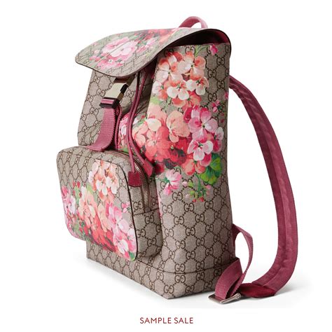 gucci backpack floral|Gucci backpack with blue flowers.